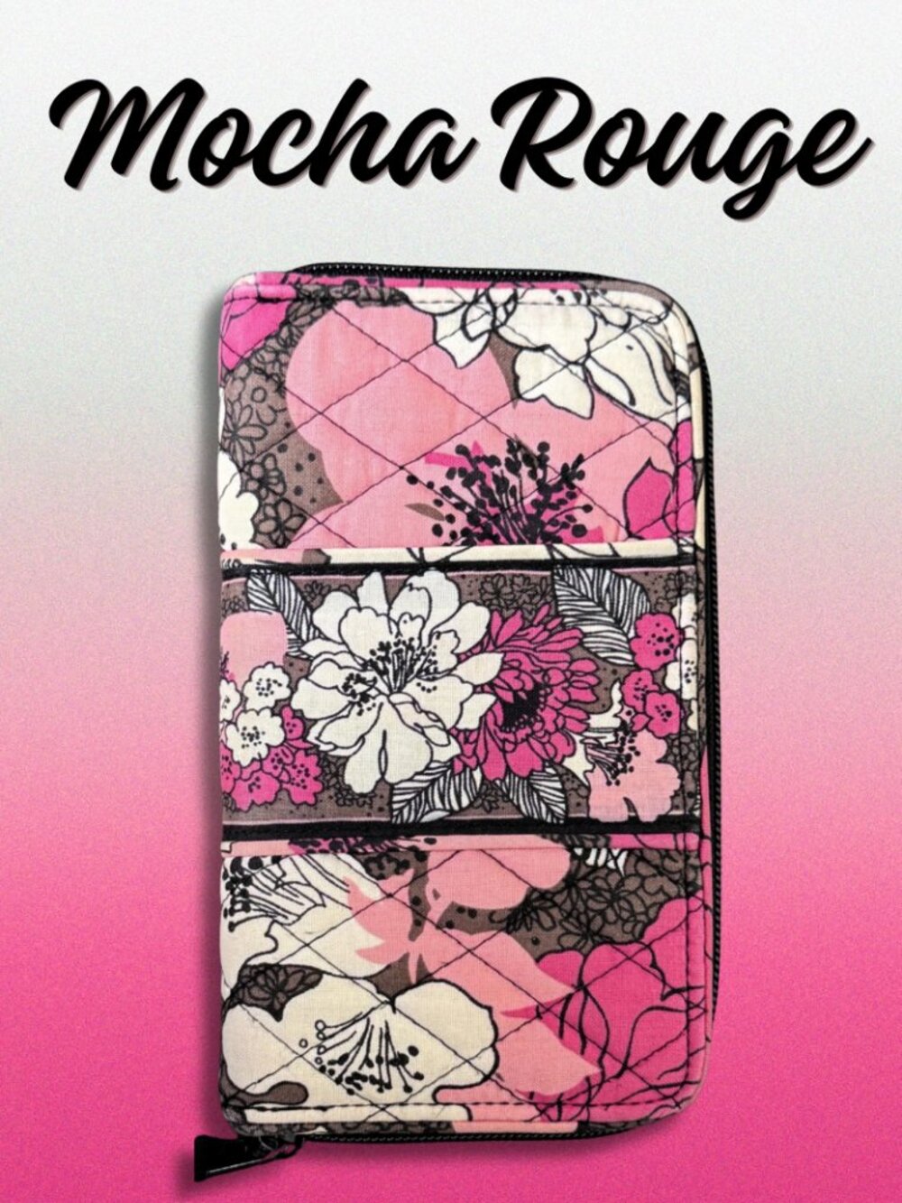 Vera Bradley Mocha Rouge Zip Wallet Retired 2011 Y2K McBling